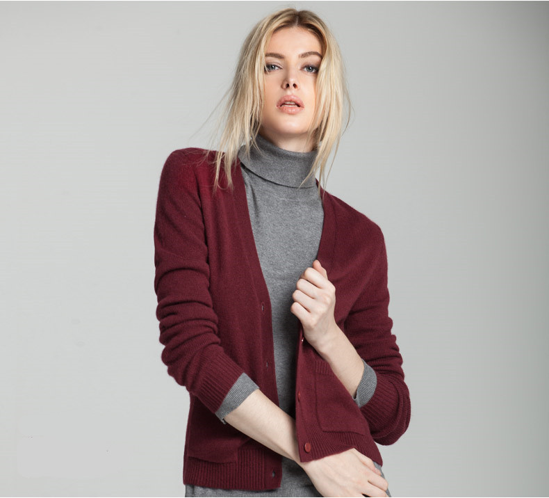 2015新款秋装女士加厚韩版单排扣毛衣针织V领羊绒衫短款开衫外套