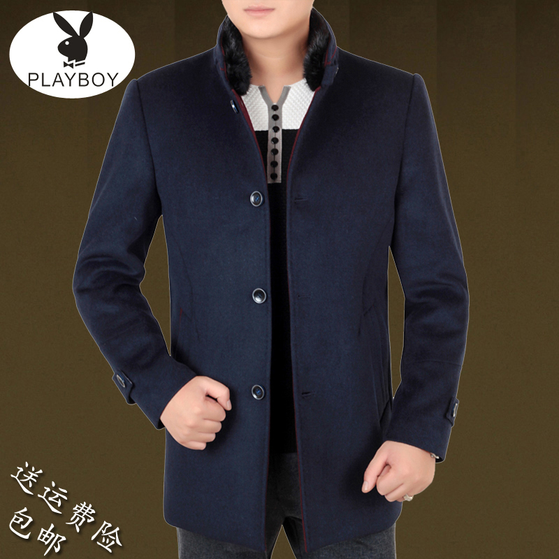 2015品牌秋冬季羊毛呢子外套中年爸爸装商务休闲毛呢大衣男士外套