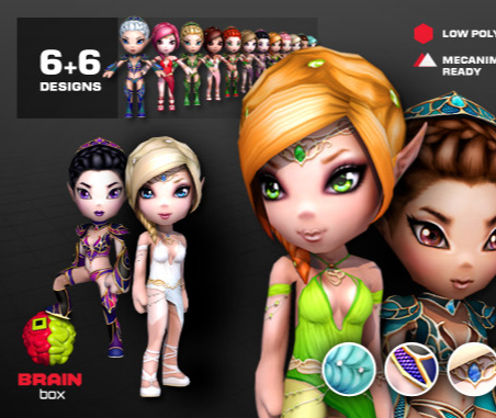 Unity3d精灵女孩 角色模型 Elf Warrior Princess 带动作 包更新