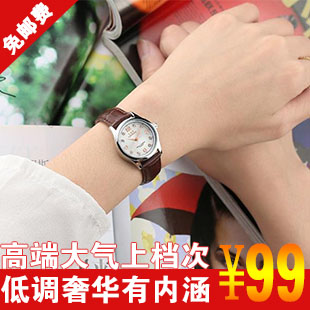 简约时尚潮流女士石英手表机械韩国版夜光防水腕表复古皮带小气质