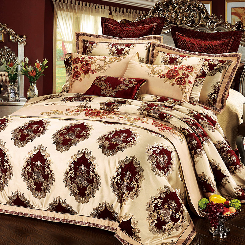 思辰家纺 欧式多件套件别墅软装床上用品 样板房间贡缎提花十件套