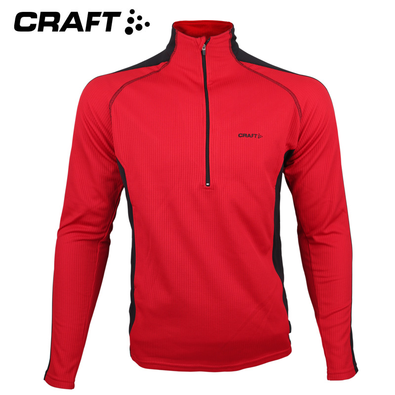 瑞典Craft 男式长袖半拉链立领套衫 保暖运动贴身套有衫 跑步上衣