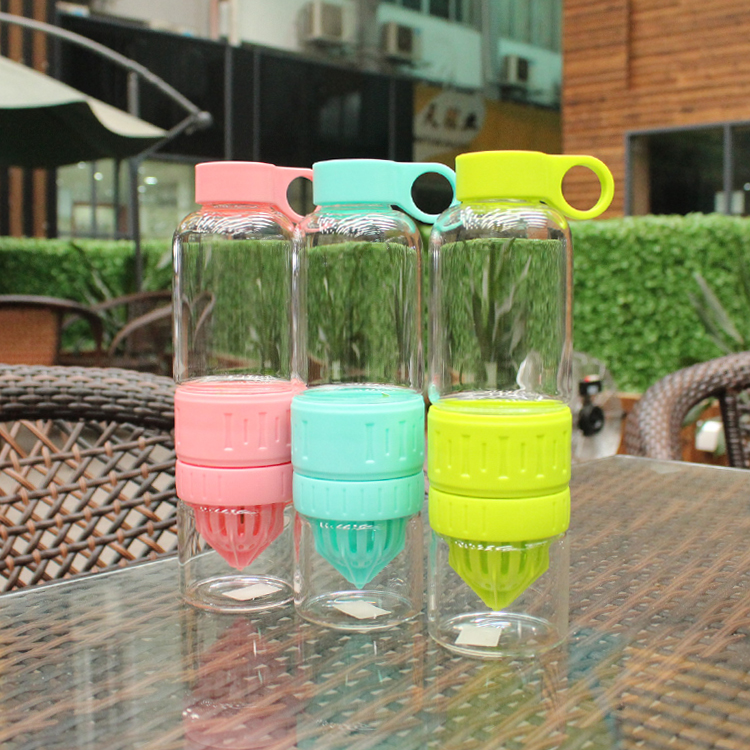 富光玻璃塑料柠檬杯带盖手动榨汁杯喝水便携随手儿童活力水杯创意