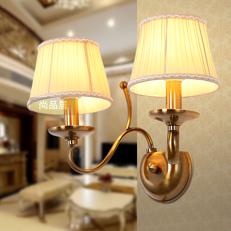 新款欧式卧室床头led壁灯美式客厅灯北欧创意过道双头壁灯