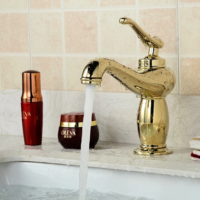 九牧王牌酒店用品卫浴全铜镀金色冷热面盆浴室正品单孔水龙头特价
