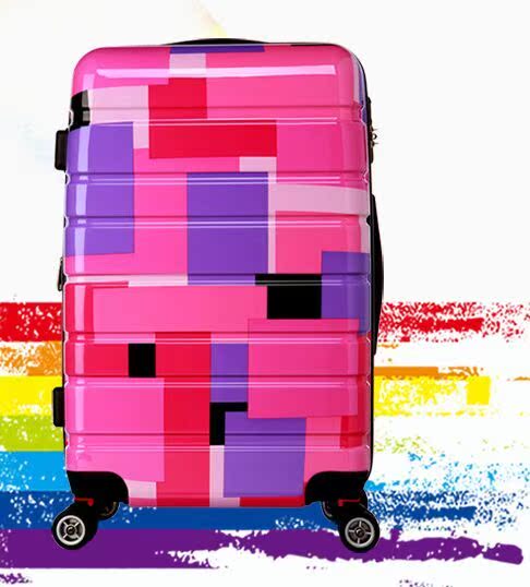 炫彩拉杆箱万向轮旅行箱20寸24寸密码箱行李箱包登机箱个性涂鸦