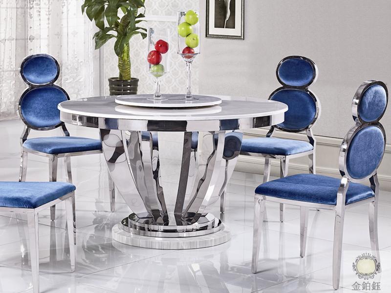 特价包邮不锈钢大理石圆餐台简约适用小户型玻璃圆桌子客厅餐桌椅