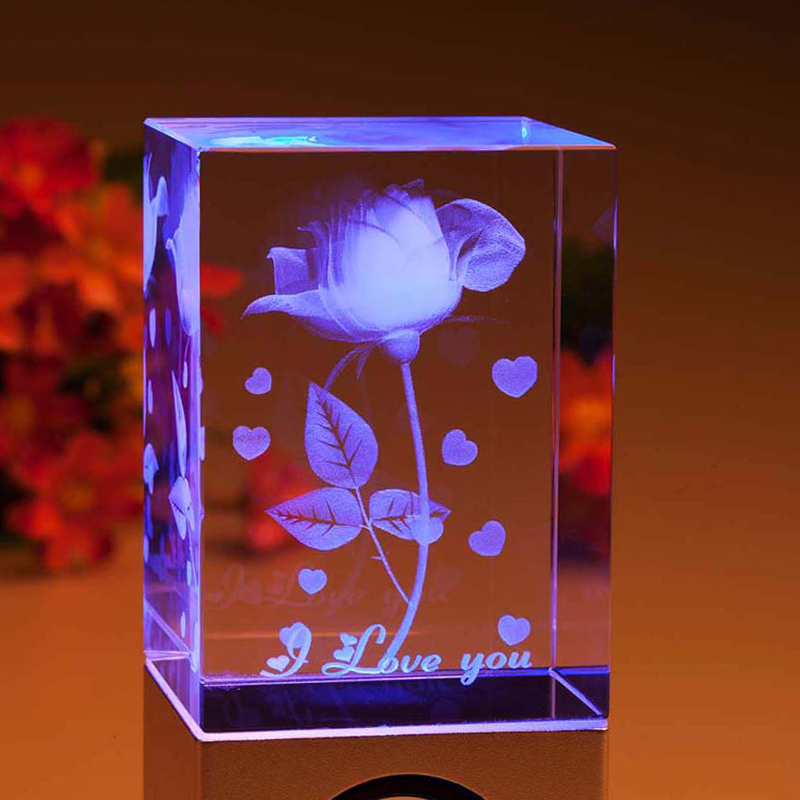 水晶玫瑰花摆件创意定制结婚纪念日送女友礼物老婆生日礼品