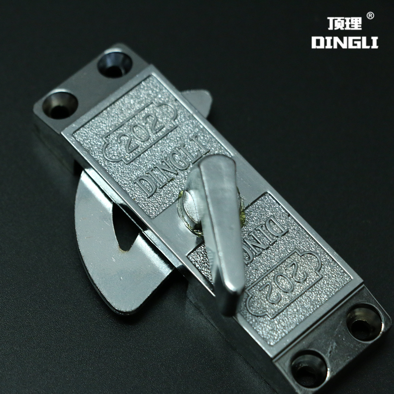 顶力DINGLI202锌合金推门锁移门勾锁卫生间 国标180度 移门推锁