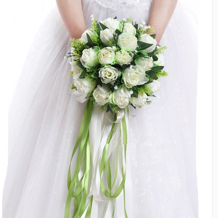 高贵白色玫瑰手捧花韩式仿真婚纱照摄影结婚新娘捧花教堂装饰花