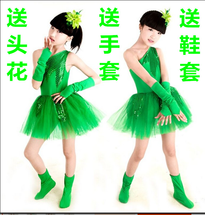 《春晓》六一儿童演出服学生舞蹈服少儿特价绿色舞台服装女表演裙