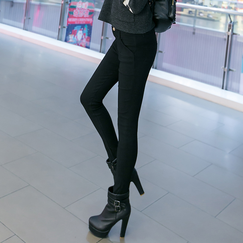 黑色外穿打底裤2016新款弹力紧身小脚裤韩版女士铅笔高腰长裤子潮