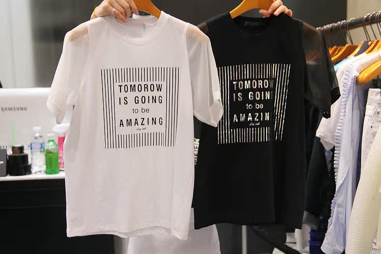韩国东大门代购2015夏季新款字母休闲短袖T恤宽松韩版上衣潮款女