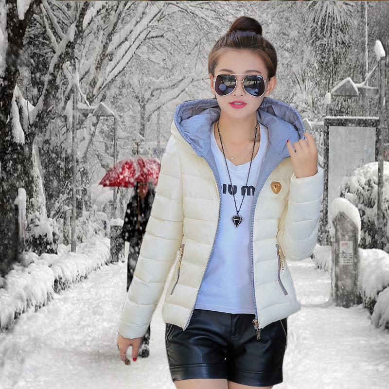 15秋冬新款纯色韩版修身学生常规棉衣女装外套加厚保暖连帽羽绒服