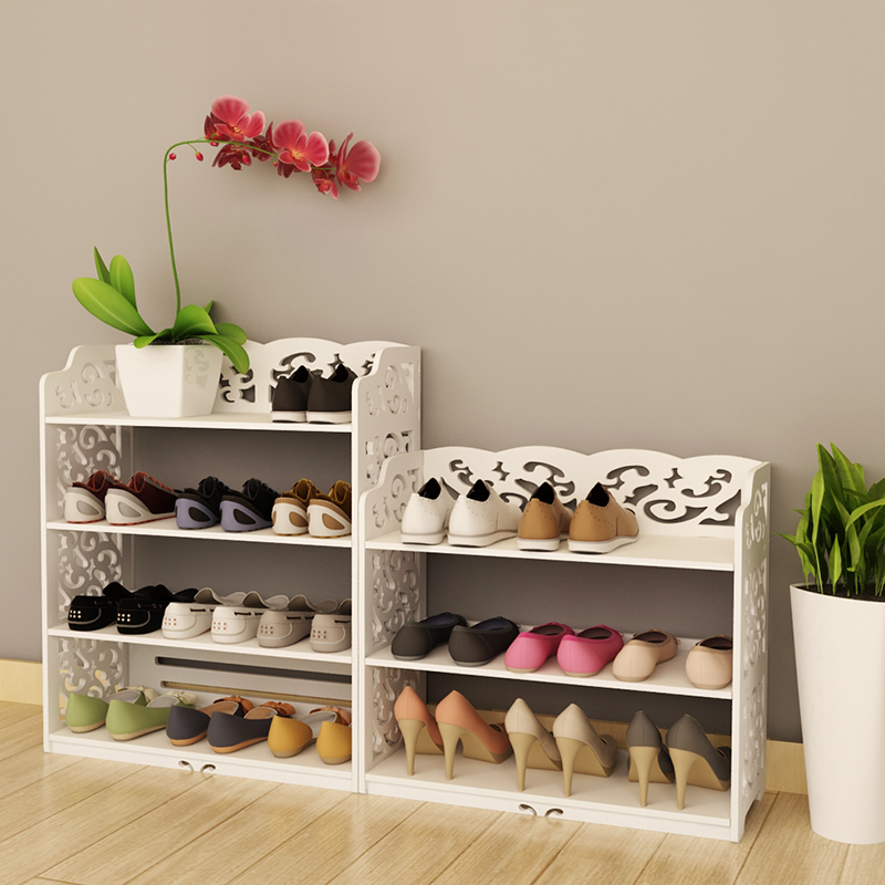 欧式鞋架多层简约创意新款雕花多功能客厅鞋柜白色组合收纳置物架
