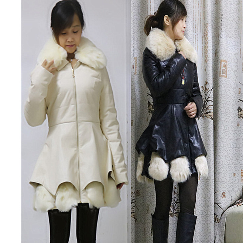 2015冬装女加厚pu皮衣棉衣韩版中长款羽绒棉服大毛领修身外套清仓