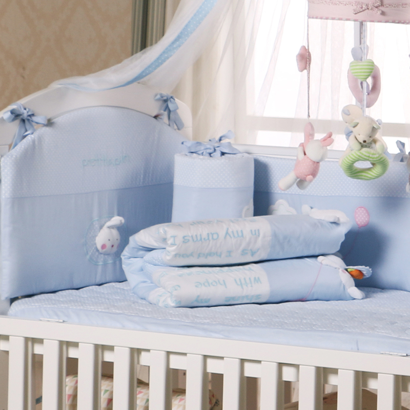 婴儿床围纯棉高档婴儿床上用品5件套宝宝床定做床围韩国品牌