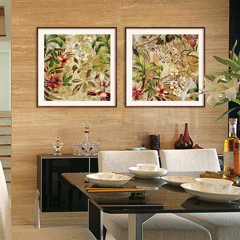 现代简约欧式有框画装饰画客厅玄关挂画餐厅植物花卉-繁花似锦