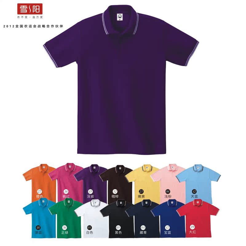 雪阳棉200克夏季翻领短袖polo衫旅游团队班服促销宣传t恤可印绣字