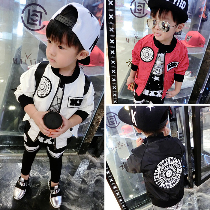 2015新款嘻哈儿童秋季外套男4-5-6岁韩版夹克棒球服拉链上衣男童