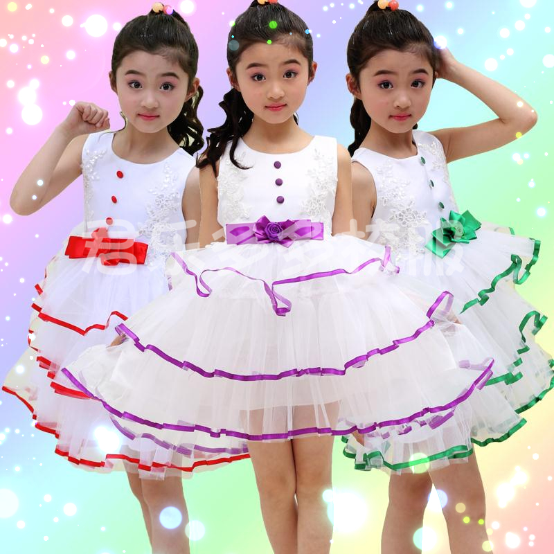2016夏款蛋糕裙表演服公主裙女童礼服表演服舞台服装舞蹈裙蓬蓬纱