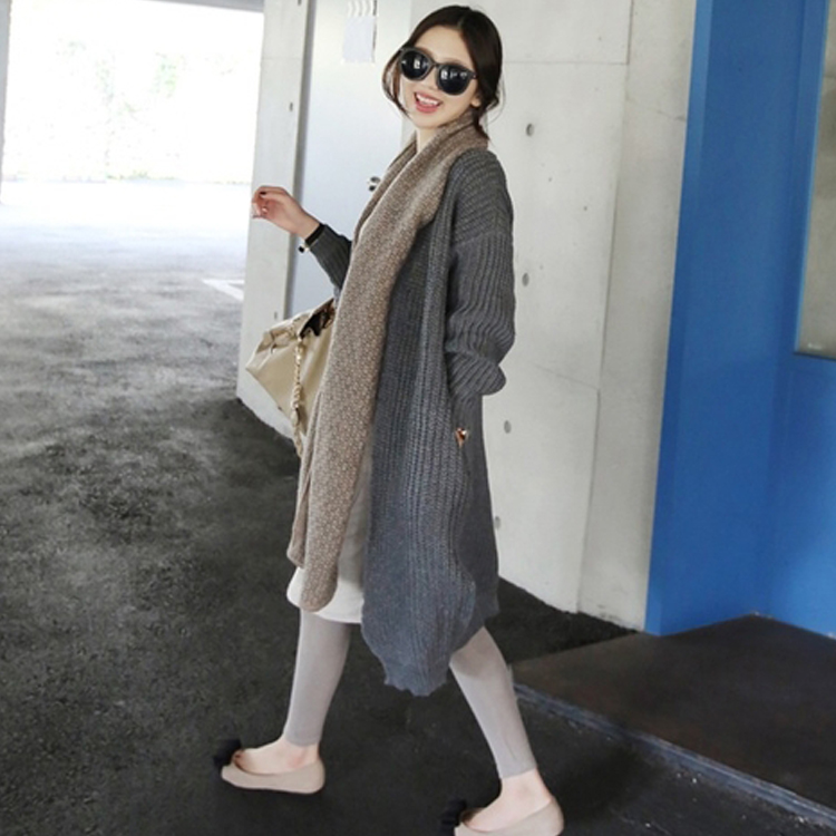 2015韩国代购秋冬季新款韩国复古时尚加厚中长款百搭毛衣外套