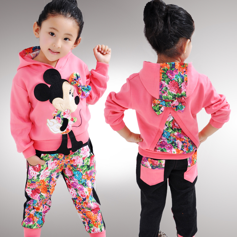 童装女童秋装2015新款韩版春秋长袖卫衣运动儿童套装2-3-4-5-6岁