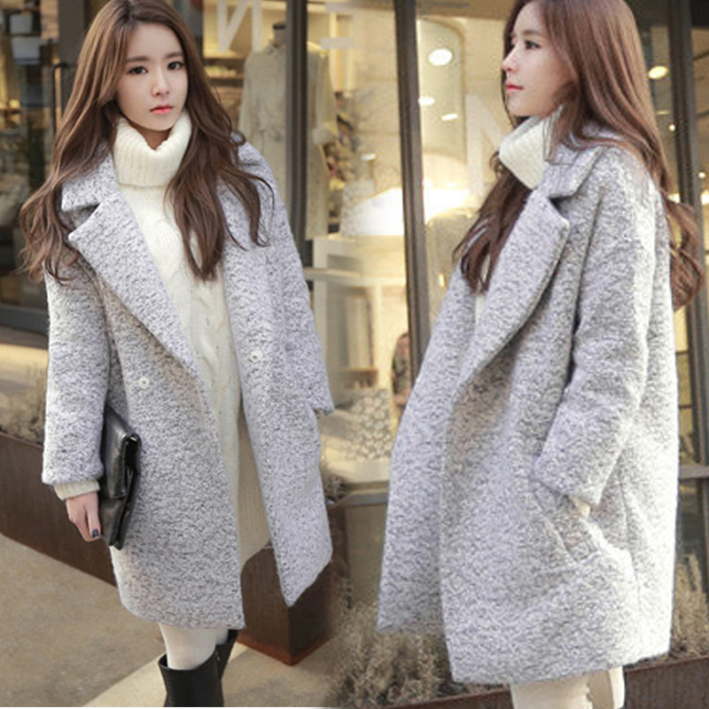 2015秋冬新款韩版大码女装显瘦呢子大衣外套中长款加厚羊毛大衣女