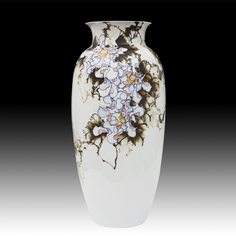 景德镇陶瓷器 现代时尚简约家居客厅手绘花瓶摆件 收藏品礼品瓷