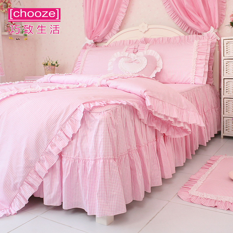 纯棉儿童床上用品女孩公主床裙四件套1.8m床上三件套1.2m床罩1.5m