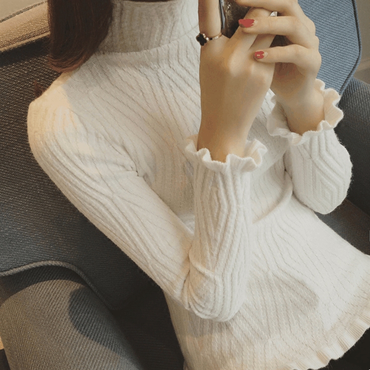 2015冬款针织衫女韩版套头菱形气质淑女高领修身打底衫毛衣上衣