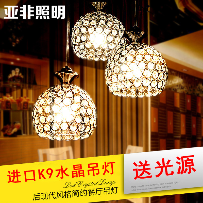 餐厅吊灯三头现代简约餐厅灯3头LED餐吊灯饭厅个性创意吧台水晶灯