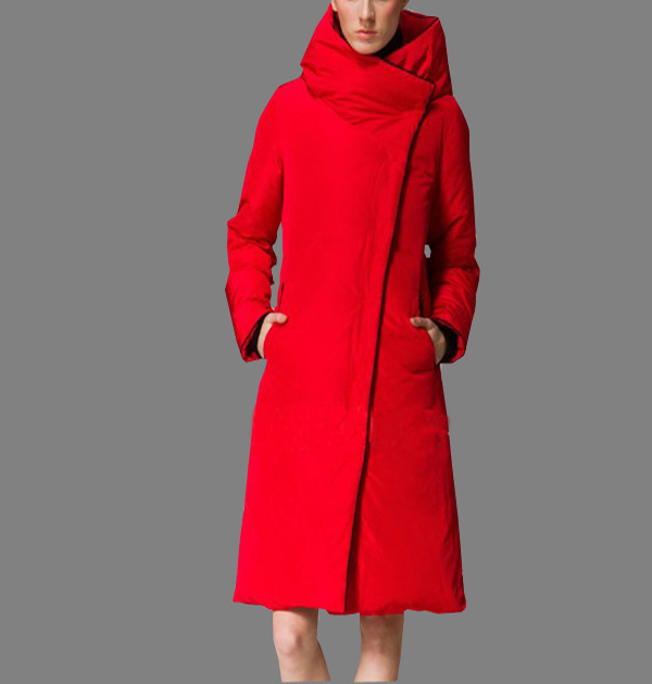 2015欧洲站欧美宽松大码显瘦纯色加厚中长款女式羽绒服大衣外套