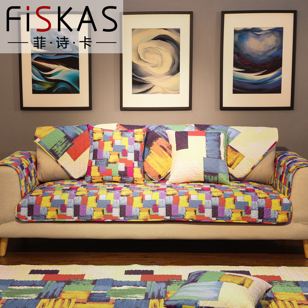 菲诗卡欧式沙发垫子四季棉布艺套罩巾客厅防滑组合皮实木通用坐垫