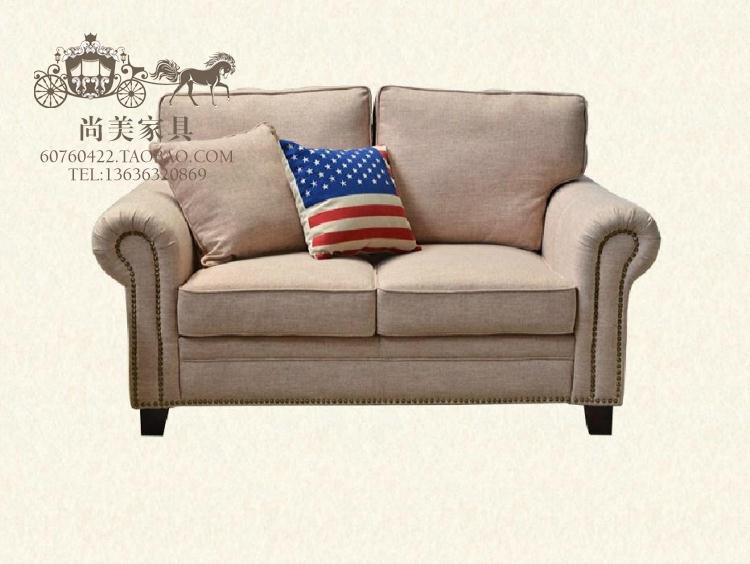 美式乡村风格沙发尚美美式沙发单双三人布艺沙发组合简约现代沙发