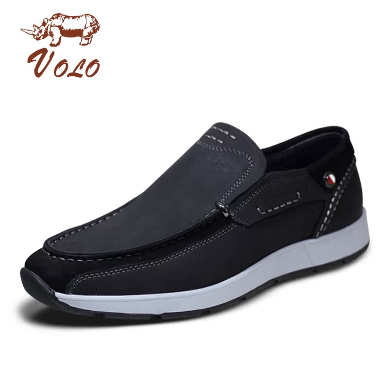 VOLO/犀牛正品低帮男鞋磨砂皮套脚懒人鞋舒适单鞋日常休闲皮鞋