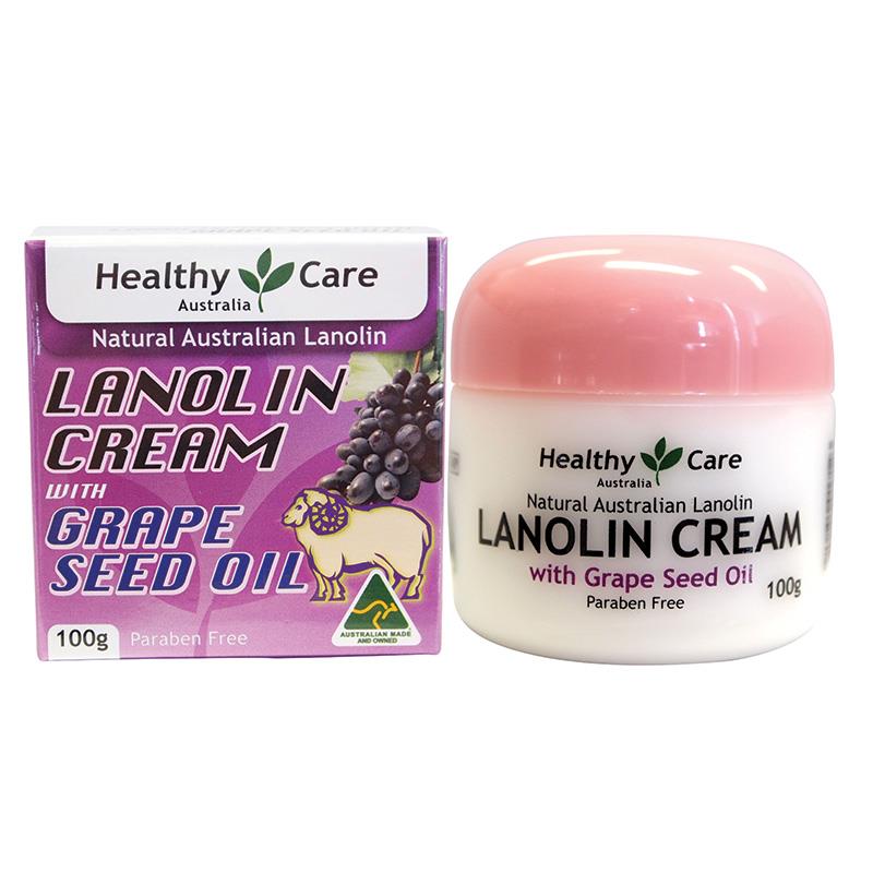 澳洲直邮Healthy Care Lanolin Cream葡萄籽绵羊油100g美白抗氧化