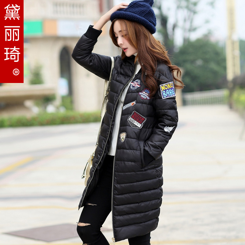 棉衣女2015冬装新款韩版修身中长款时尚印花长袖棉服女装棉袄外套