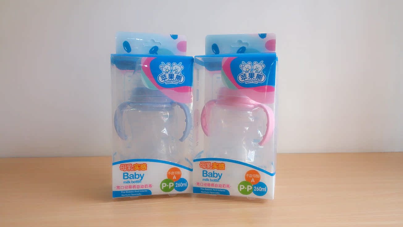 Baby milk bottle 苹果熊母乳实感宽口径感温自动奶瓶190 260ML