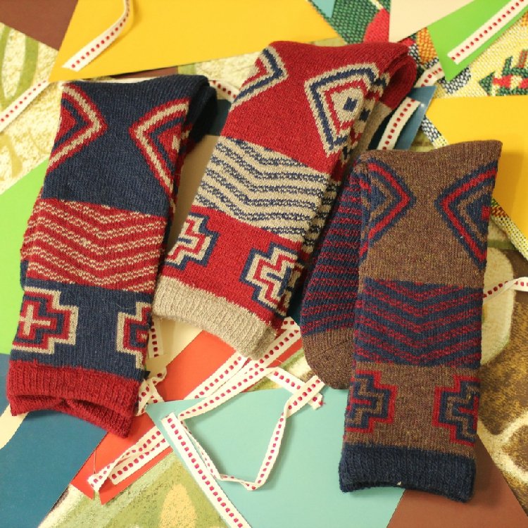日系民族风冬季加厚保暖毛圈中筒袜复古粗线女士毛晴混纺袜子堆堆