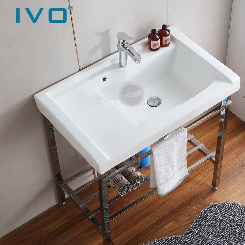 IVO 洗衣盆带搓板 不锈钢支架盆 落地式洗衣盆组合 洗衣槽洗衣池