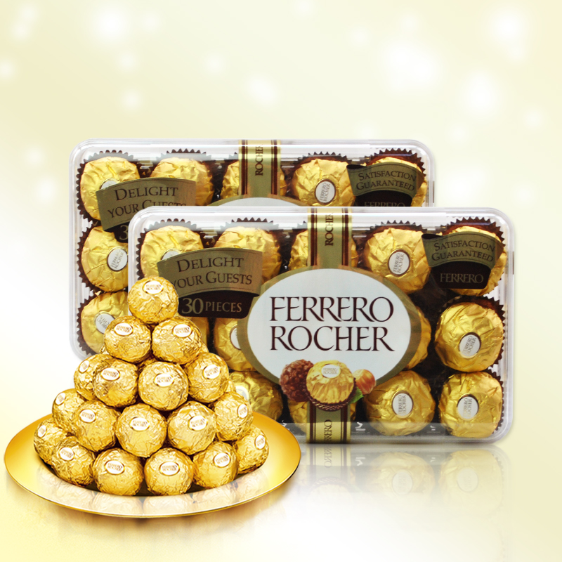 意大利进口费列罗巧克力礼盒装T30粒X2盒榛果巧克力食品进口零食