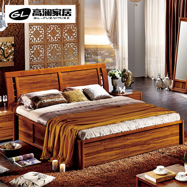 高澜家居 现代中式实木床 1.8米双人床储物高箱大床家具