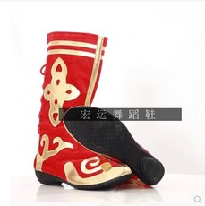 少数民族蒙古 藏族 现代舞蹈表演 舞台演出舞蹈鞋-黑靴子 男
