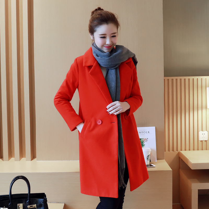 秋冬新款韩版女装呢子大衣茧型中长款毛呢外套显瘦冬学生长袖修身