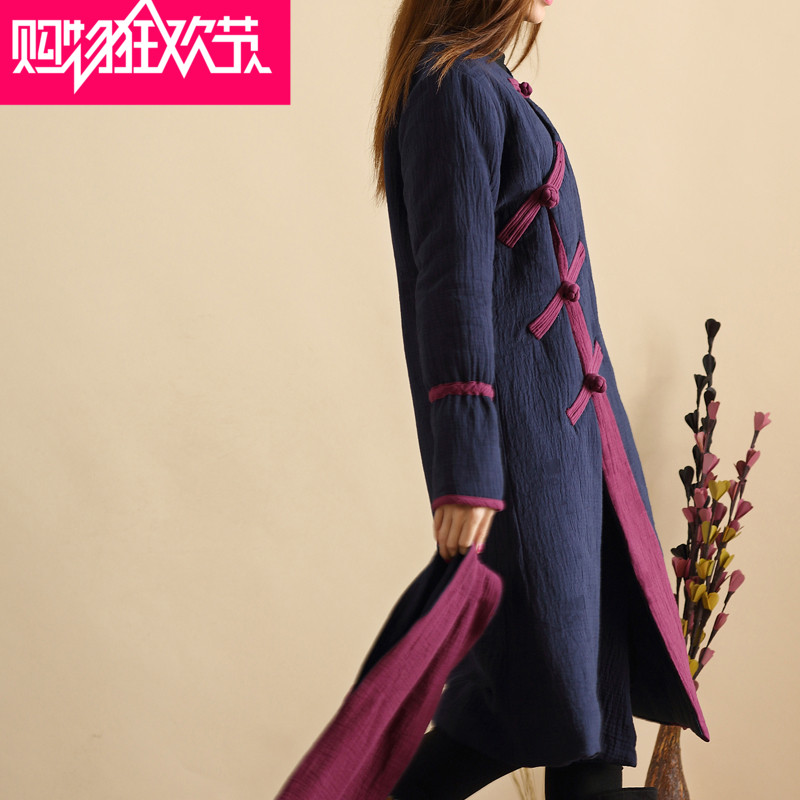 2015新款原创设计民族风女装冬装新品加厚中长款保暖棉衣外套热卖