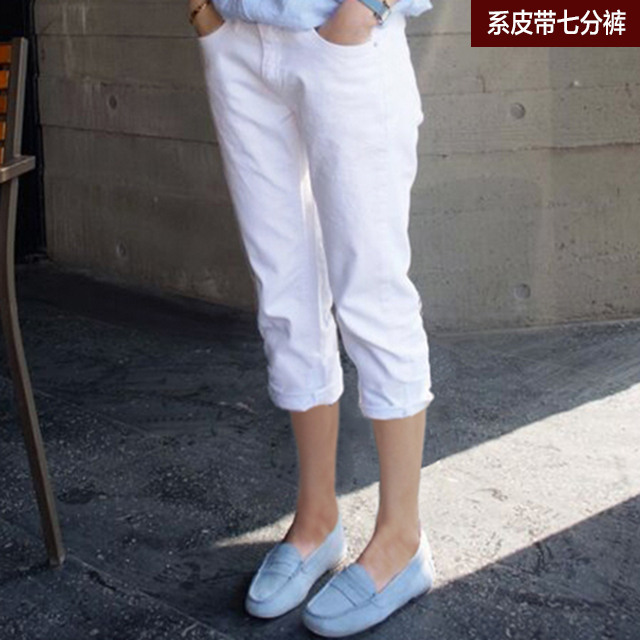 2016夏季韩版女装 白色棉布显瘦宽松休闲裤 百搭七分五分三分短裤