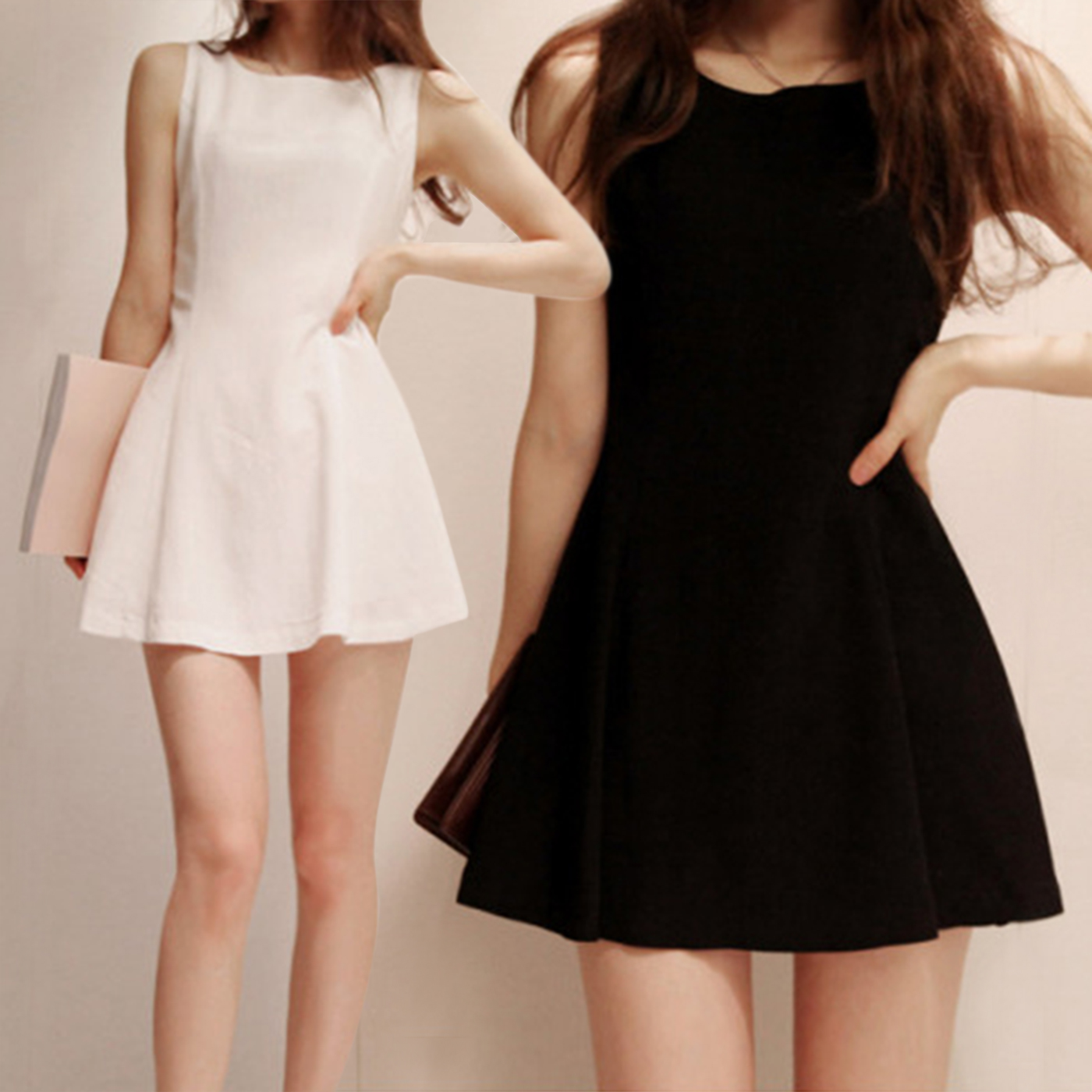 2015夏季新款无袖a字雪纺连衣裙修身显瘦韩版收腰背心小黑裙OL