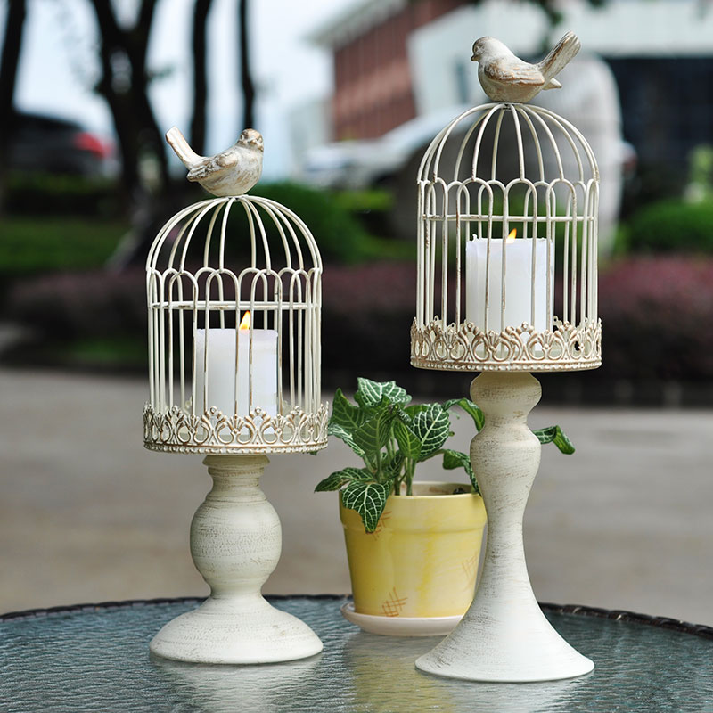 烛台摆件欧式复古烛台美式鸟笼婚庆道具婚礼蜡烛台餐桌餐厅装饰