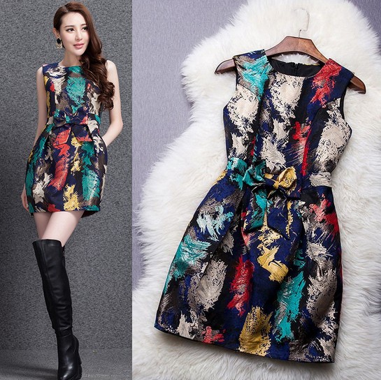 2015最新款春夏修身显瘦高档欧美圆通品牌气质时尚潮流女装连衣裙